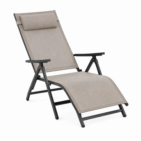 Klappbare Gartenliege aus Aluminium mit Textilgewebe Beige