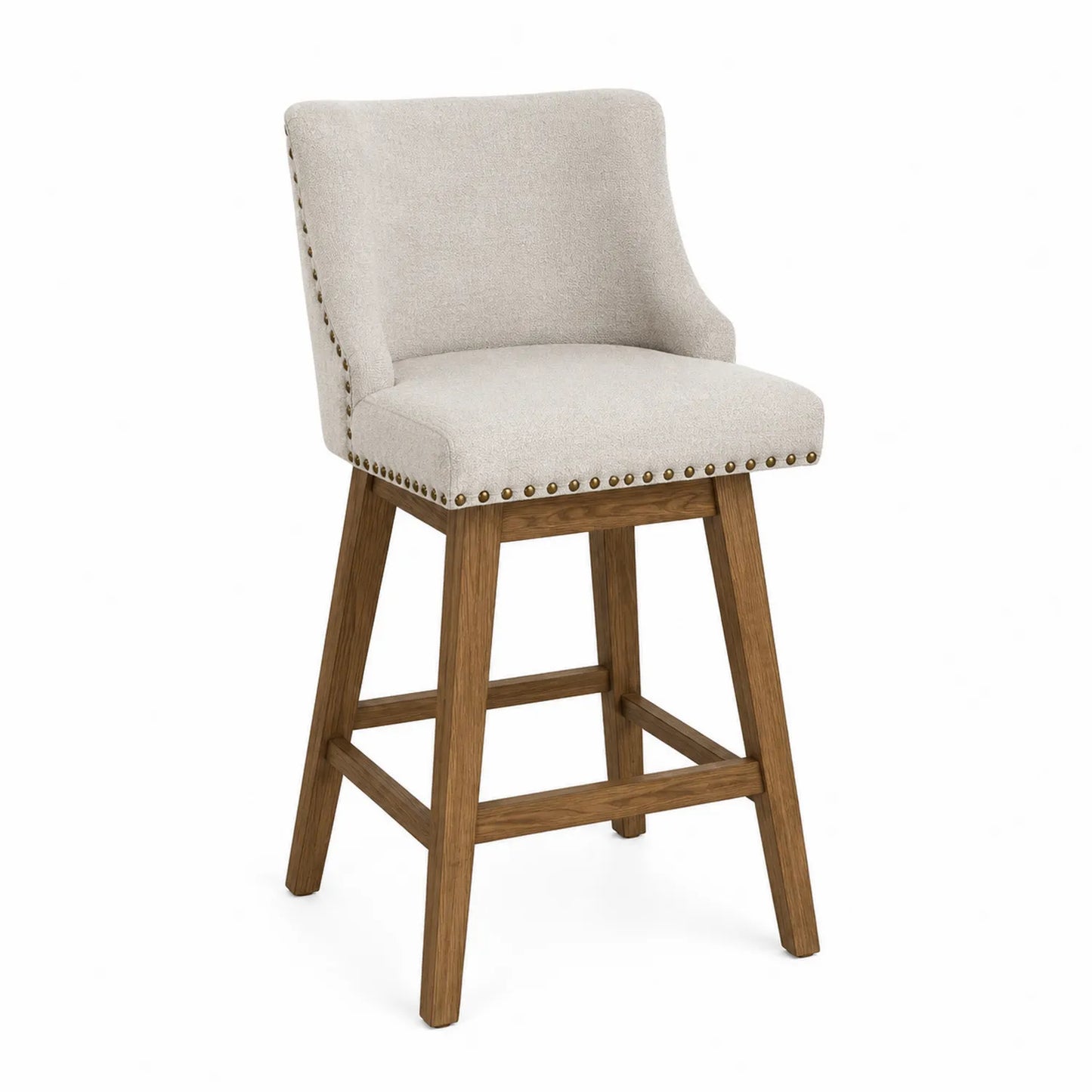 Barhocker mit Leinwandstoff und Holzgestell