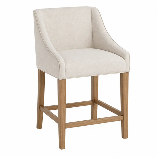 Barhocker Leinen Eiche Beige