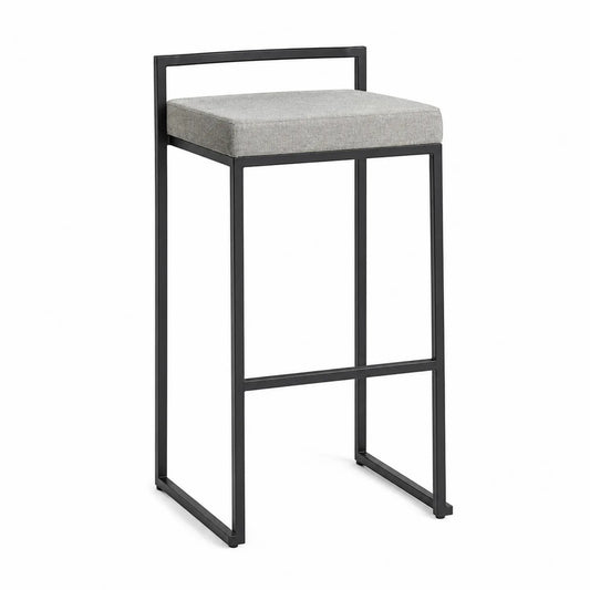 Metall Barhocker Grau mit Polster 76cm