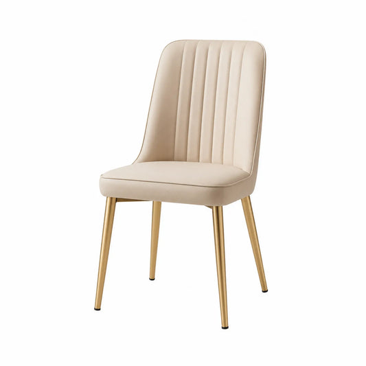 Esszimmerstuhl aus PU-Leder Beige mit goldfarbenen Metallbeinen