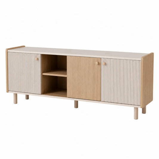 TV-Schrank aus Holz Weiß/Natur 150x40x60 cm