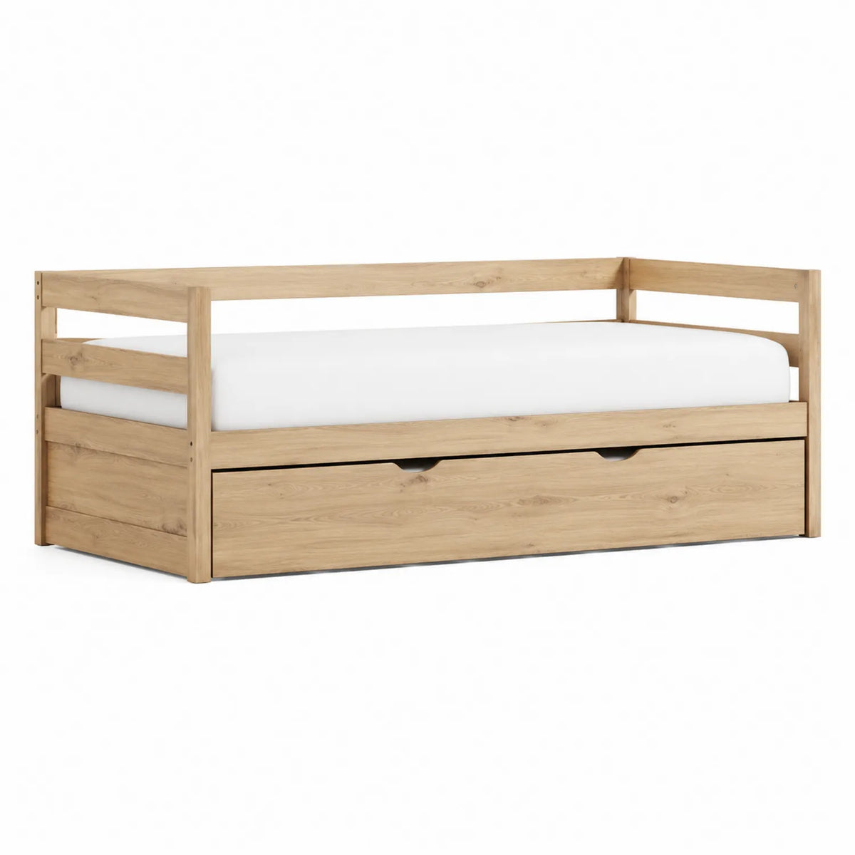 Einzelbett aus Holz mit Stauraum und Matratze 200x90 cm