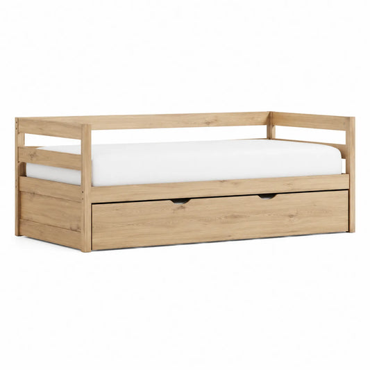Einzelbett aus Holz mit Stauraum und Matratze 200x90 cm