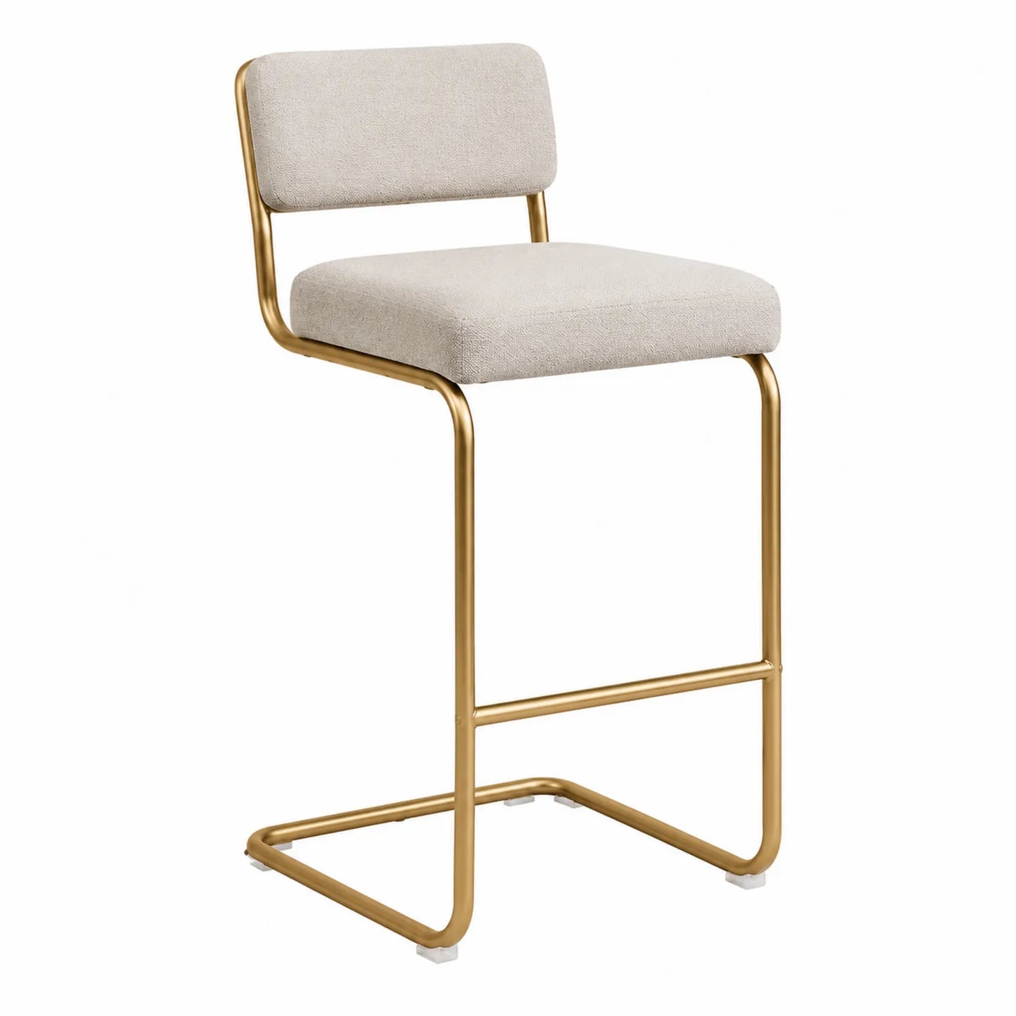 Barhocker Stahlrahmen Beige Polyesterbezug Höhe 100 cm