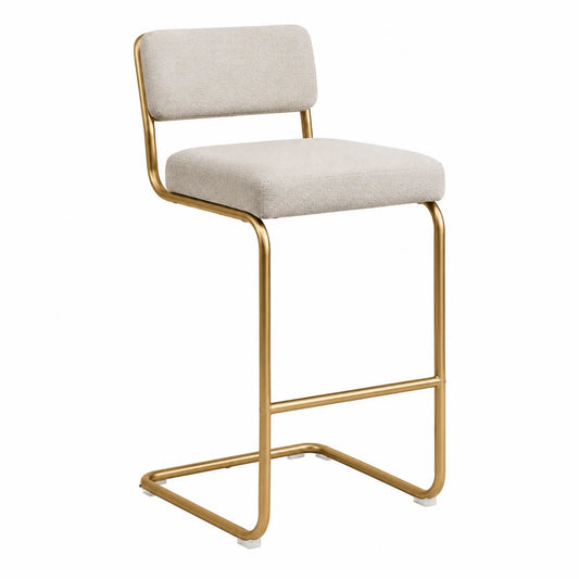 Barhocker Stahlrahmen Beige Polyesterbezug Höhe 100 cm