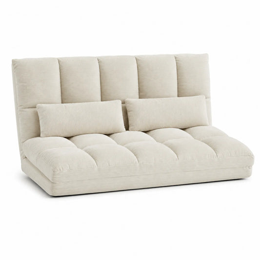 Cordsofa Beige Klappbares Design 180x90x80 cm