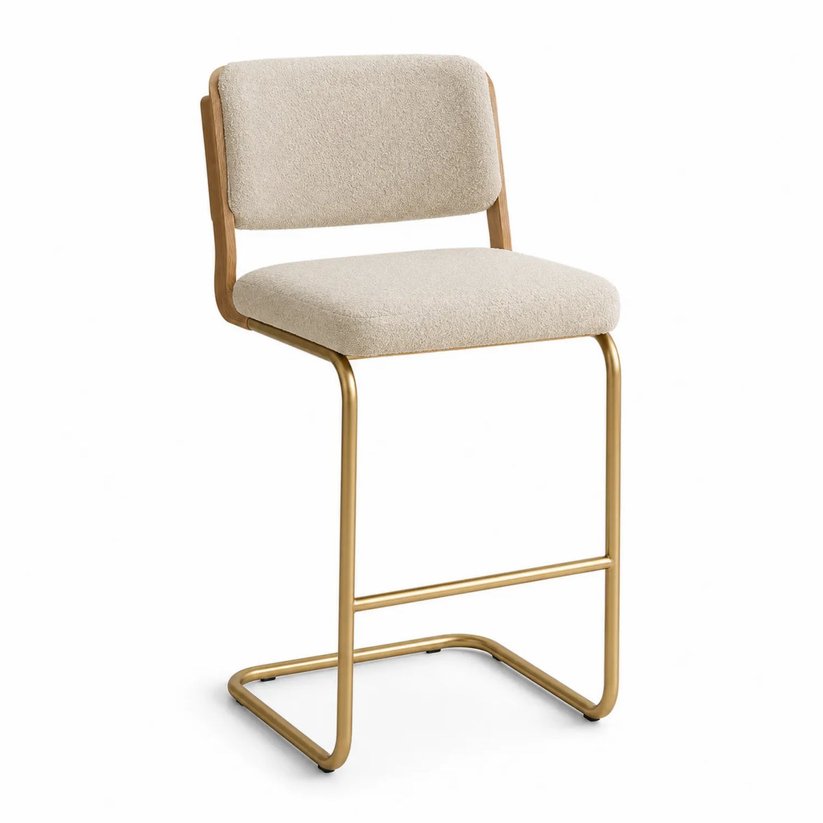 Esszimmerstuhl mit Polyesterbezug und Metallrahmen Beige-Gold